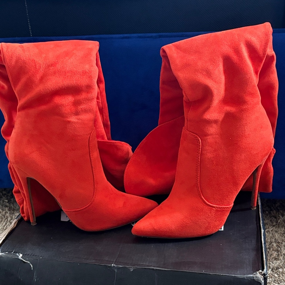 Orange Suede Boots - Picture 2 of 4
